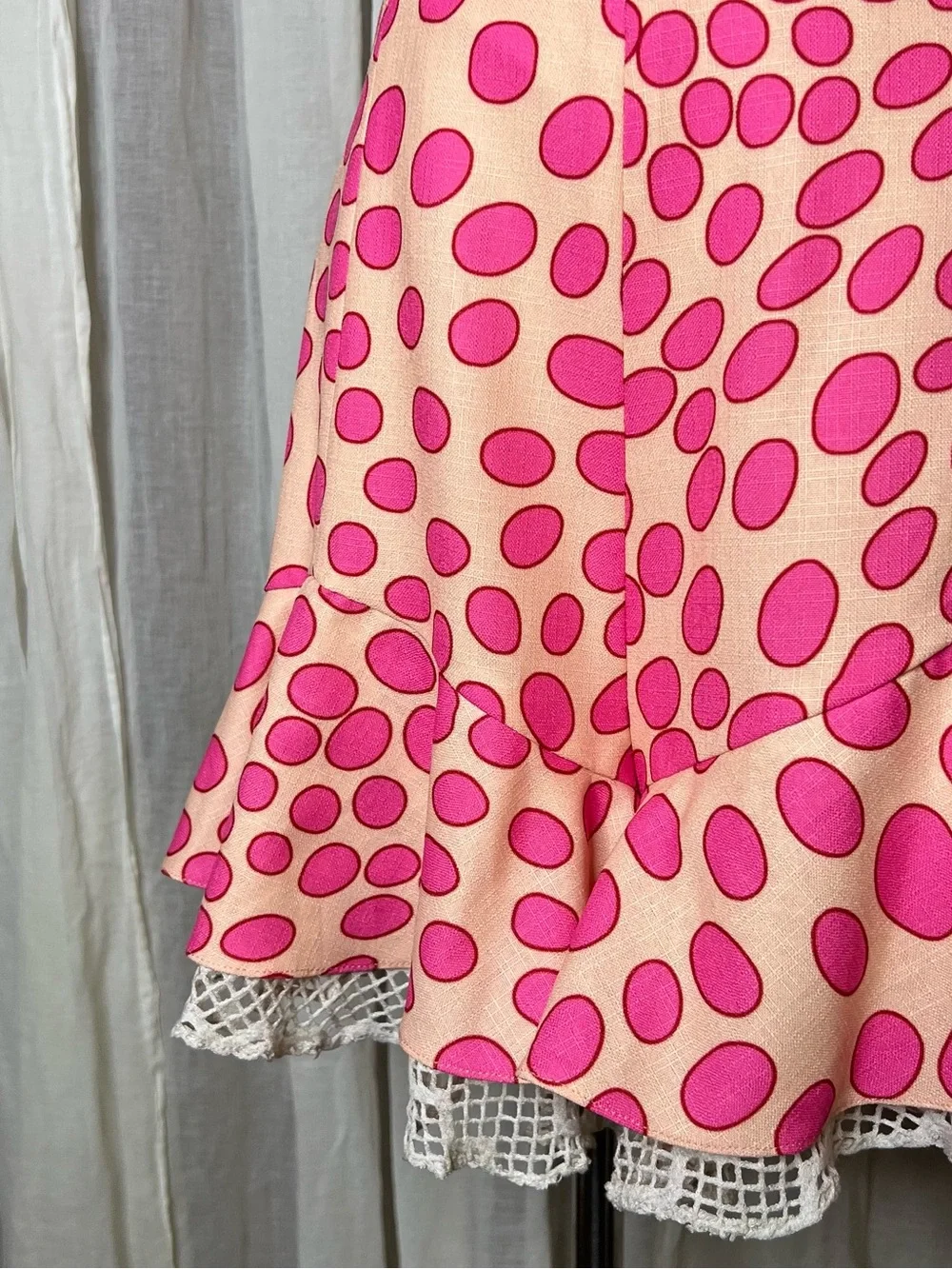 Patbo Bossa Rosa Pink Polka-Dot Ruffle High Waist Shorts - Picture 3 of 5
